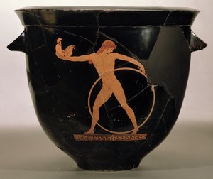 Attisk klokkekrater med rød figur som viser Ganymedes, gresk, ca. 500-480 f.Kr. (keramikk) av Berlin Painter