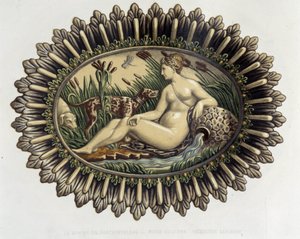 La nymph de Fontainebleau - Plat céramique, i "The work of Bernard Palissy" av C. Delange og C. Borneman, Paris