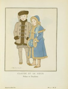 Claude og søsteren hans - Pelisse og Douilette av Bernard Boutet de Monvel