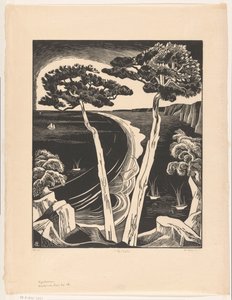 Furutrær (Breton Bay ved lavvann) (original tittel på objekt) av Bernard Essers (signed by artist)