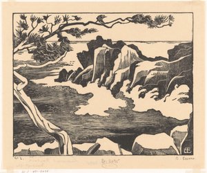 Steinete kysten ved Saint-Raphaël av Bernard Essers (signed by artist)