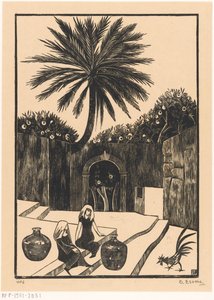 Stradă cu scări în Taormina în Sicilia norvegiană av Bernard Essers (signed by artist)