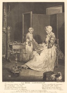Den arbeidsomme moren av Bernard Lépicié after Jean Siméon Chardin