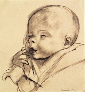 A Baby (penn- og blekkvask på papir)