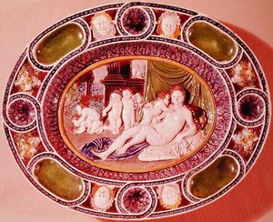 Oval plate som viser en kvinne som representerer fruktbarhet (fajanse) av Bernard Palissy
