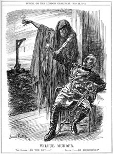 Punch tegneserie om forliset av Lusitania, 1915