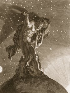 Atlas støtter himmelen på skuldrene hans, 1731 av Bernard Picart