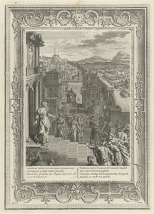 Cassandra spår Trojas undergang, 1731 av Bernard Picart