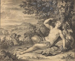 Erigone forført av Bacchus av Bernard Picart