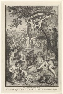 Landskap med gjetere og gjeterinner Tittelside for: F. Greenwood, Poems, 1719 av Bernard Picart