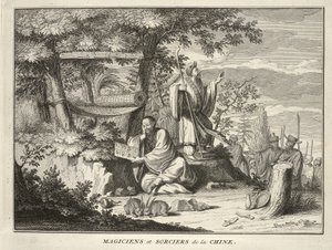 Magikere og trollmenn i Kina, fra religiøse seremonier og skikker for alle verdens folk, pub.1736 av Bernard Picart