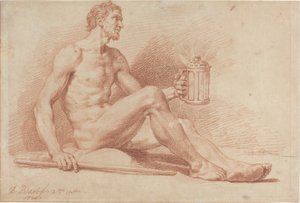 Naken mann med en lampe (Diogenes) av Bernard Picart