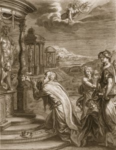 Oeneus, konge av Calydon, etter å ha forsømt Diana i et offer blir straffet for sin ugudelighet, 1731 av Bernard Picart