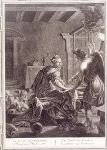 Penelope ved vevstolen hennes, 1731 av Bernard Picart