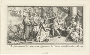 Peter den store kroner sin kone Catherine I som keiserinne, 1726 av Bernard Picart