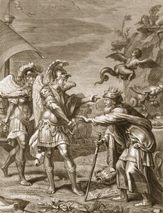 Phineus er levert fra harpiene av Calais og Zethes, 1731 av Bernard Picart