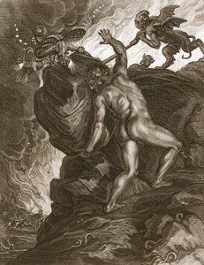 Sisyfos skyver steinen sin opp på et fjell, 1731