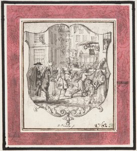 Vignette. Straßenszene eingefügt in Schildrahmen av Bernard Picart