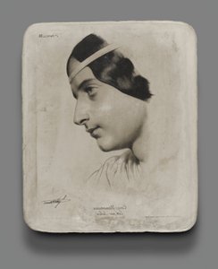 Litografisk stein for Head of a Woman for en modellbok av Bernard Romain Julien