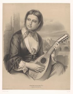 Kvinne som spiller mandolin Store studier i to typer kritt (serietittel) Grande étude aux deux fargestifter (serietittel på objekt)