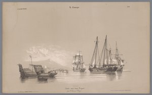 Seilskuter i havna Skildringer av livet på landet (serietittel) La kampanjen. Etudes varieés aux deux Crayons (serietittel på objekt) av Bernard Romain Julien