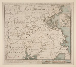 Kart over Boston og omegn, ca. 1775 av Bernard Romans
