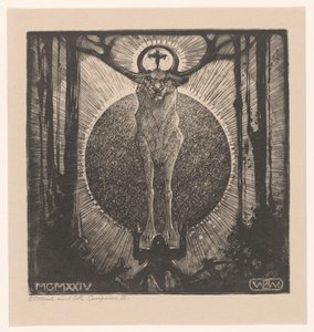 Knælende figur foran utseendet til en hjort The Vision of St. Hubertus (Komposisjon II) (originaltittel)
