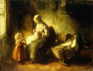 Mors lille hjelper (olje på lerret)