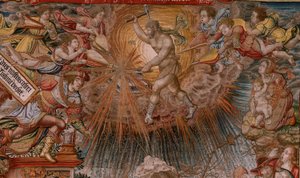 flamsk billedvev. Serien The Honours. Fortune, The Way to the Honours (La Fortuna, Camino de los Honores). Femte billedvev i serien. Modelltegnere fra kretsen til Bernard van Orley og Jan Gossaert de Mabuse. Produksjon Pieter van Aelst, Brusse av Bernard van Orley