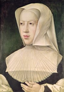 Marguerite de Habsbourg (1480-1530) hertuginne av Savoy (olje på panel) av Bernard van Orley