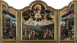 Den siste dommen og de syv barmhjertighetens verk (olje på panel) av Bernard van Orley