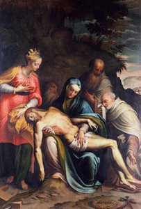 Pieta eller avsetning av Kristus med den hellige Katarina av Alexandria og tre profeter