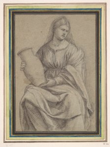 Kvinne som holder en vase av Bernardino Licinio