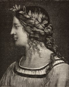 Jomfruens ekteskap, gravering fra detaljer av freskomaleri av Bernardino Luini i Saronno-helligdommen, Italia, fra L
