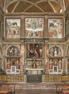 Utsikt over freskene med tilbedelsen av de tre konger av Bernardino Luini