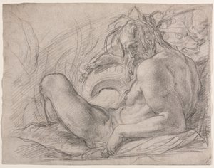 The River God Tiber (Studer for en fresco, Miracle of the Snow, eller Foundation of Santa Maria Maggiore, Roma i Canigiani-kapellet i S. Felicita, Firenze)
