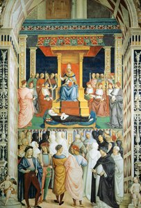Pius II kanoniserer den hellige Katarina av Siena i 1461 av Bernardino di Betto Pinturicchio