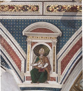 St Ambrose, detalj av Doctors of the Church (fresco av Bernardino di Betto Pinturicchio