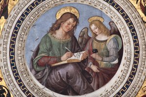 St Matthew, detalj av De fire evangelistene (fresco av Bernardino di Betto Pinturicchio