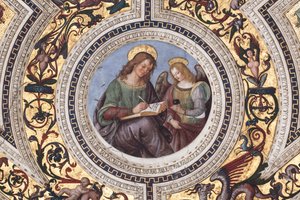 St Matthew, detalj av De fire evangelistene (fresco av Bernardino di Betto Pinturicchio