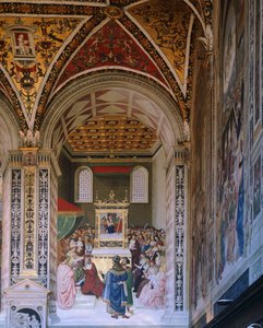 Historier om Pius II: Piccolomini valgt til kardinal av Bernardino Pinturicchio (cirka 1452-1513), Piccolomini bibliotek, Siena katedral av Bernardino di Betto Pinturicchio