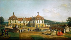 Det keiserlige fornøyelsespalasset Schloßhof, gårdsplassen av Bernardo Bellotto