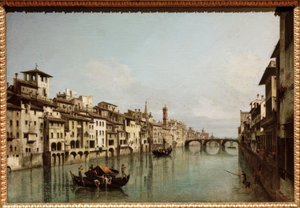 Arno i Firenze med Ponte Santa Trinità av Bernardo Bellotto