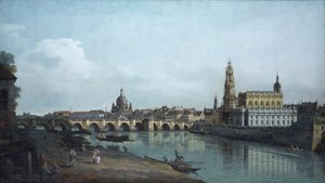 Dresden sett fra høyre bredd av Elben, under Augusts Bridge, 1748