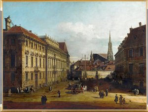 Lobkowitzplatz i Wien, Østerrike (olje på lerret) av Bernardo Bellotto