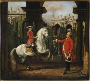 Oberst Koenigsfels underviser prins Józef Poniatowski i ridning av Bernardo Bellotto