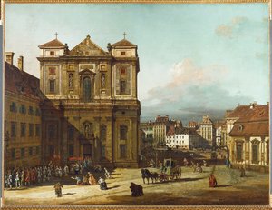 Freyung i Wien, Østerrike, sett fra nordvest (olje på lerret) av Bernardo Bellotto