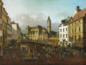 Freyung i Wien, Østerrike, sett fra sørøst (olje på lerret) av Bernardo Bellotto