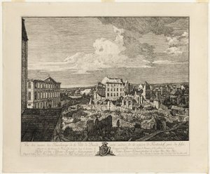 Ruinene av Pirnaischer-forstaden med Palais Fürstenhof av Bernardo Bellotto