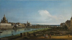 Utsikt over Dresden med Frauenkirche til venstre, 1747
